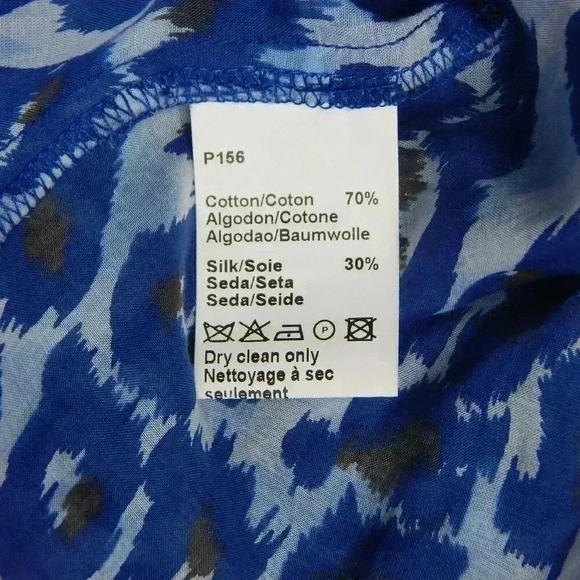 Gerard Darel Sheer Shirt Dress Size 38 US 6 Blue Leopard Print Tunic Cotton Silk - Picture 5 of 5